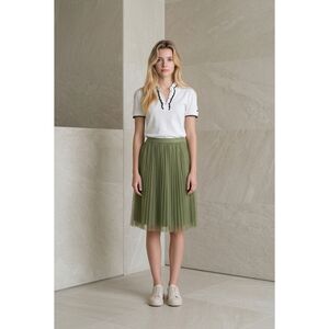 Dolce & Gabbana D&G White Black Trim Ruffle Polo Top Rhinestone Buttons Cotton S